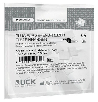 RUCK® smartgel plug+switch, kliny korekcyjne, asymetryczne, szare, małe, soft, 20 szt