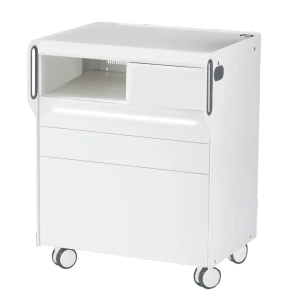 RUCK ROOM move M szafka podologiczna LED, 3 szuflady, CPL biały, wnęka lewa, otwór na lampę po prawej stronie