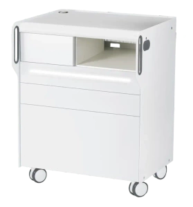 RUCK ROOM move M szafka podologiczna LED, 3 szuflady, CPL biały, wnęka prawa, otwór na lampę po lewej stronie