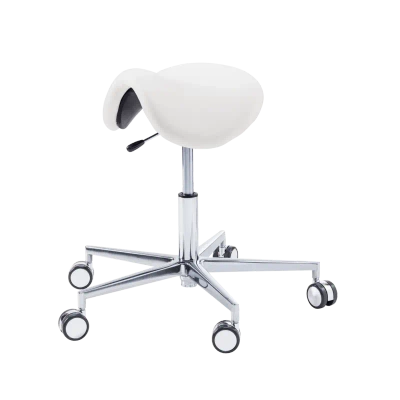 RUCK STOOL saddle taboret podologiczny biały długi podnośnik