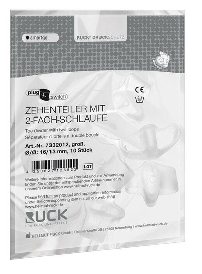 RUCK smartgel plug+switch podwójny separator żelowy międzypalcowy z wymiennymi wkładkami L 10 szt.