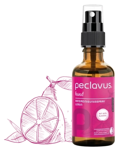 peclavus hand oczyszczająco pielęgnujący spray do rąk, cytrynowy, 50 ml