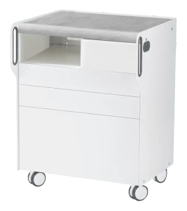 Szafka podologiczna RUCK ROOM move M z przegrodą na frezarkę po lewej stronie, 3 szuflady, CPL szary