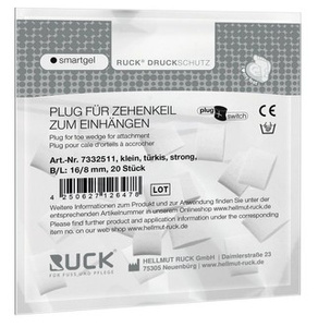 RUCK® smartgel plug+switch, kliny korekcyjne, elipsoidalne, turkusowe, małe, strong, 20 szt