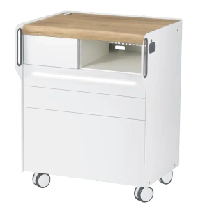 RUCK ROOM move M szafka podologiczna LED, 3 szuflady, CPL dąb, wnęka prawa, otwór na lampę po lewej stronie