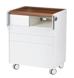 Szafka podologiczna RUCK ROOM move M z przegrodą na frezarkę po prawej stronie, 3 szuflady, CPL orzech