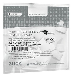 RUCK® smartgel plug+switch, kliny korekcyjne, elipsoidalne, turkusowe, duże, strong, 20 szt