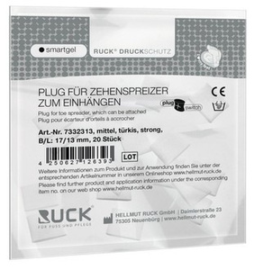 RUCK® smartgel plug+switch, kliny korekcyjne, asymetryczne, turkusowe, średnie, strong, 20 szt