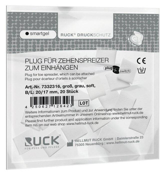 RUCK® smartgel plug+switch, kliny korekcyjne, asymetryczne, szare, duże, soft, 20 szt