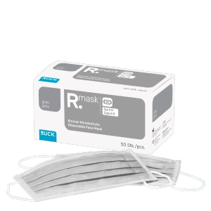 RUCK maseczka medyczna 4-warstwowa jednorazowa - filtracja ≥98%, szara maska ochronna, 50 szt.