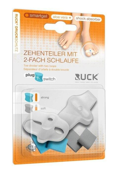 RUCK® smartgel plug+switch, separator międzypalcowy z dwoma otworami na palce większe + kliny, 2 komplety