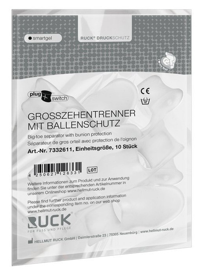 RUCK® smartgel plug+switch, separator palucha + odciążenie Hallux Valgus, 10 szt