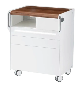 RUCK ROOM move M szafka podologiczna LED, 3 szuflady, CPL orzech, wnęka lewa, otwór na lampę po prawej stronie