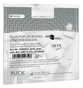 RUCK® smartgel plug+switch, kliny korekcyjne, elipsoidalne, szare, duże, soft, 20 szt