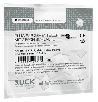 RUCK® smartgel plug+switch, kliny korekcyjne, prostokątne, turkusowe, małe, strong, 20 szt