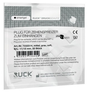 RUCK® smartgel plug+switch, kliny korekcyjne, asymetrycztne, szare, średnie, soft, 20 szt