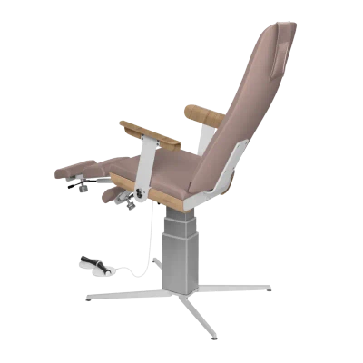 Fotel do pielęgnacji stóp RUCK® SINA, elektryczny podnośnik, taupe, CPL dąb