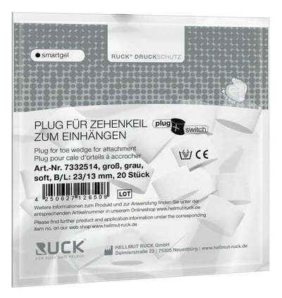 RUCK® smartgel plug+switch, kliny korekcyjne, elipsoidalne, szare, duże, soft, 20 szt